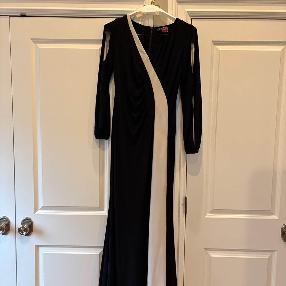 Lauren Ralph Lauren Black Maxi Dress with White Panel